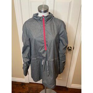 Fabletics Danielle Gray Micro Polka Dot 1/4 Zip Pullover Hooded Jacket, Sze 2XL